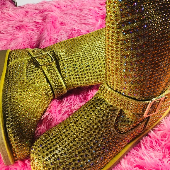 Gold crystal rhinestone boots - Picture 7 of 8